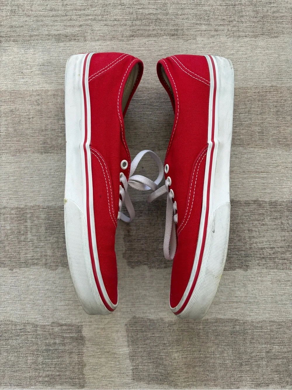 Vans Authentic - Red Canvas Low Top Sneakers with White Accents